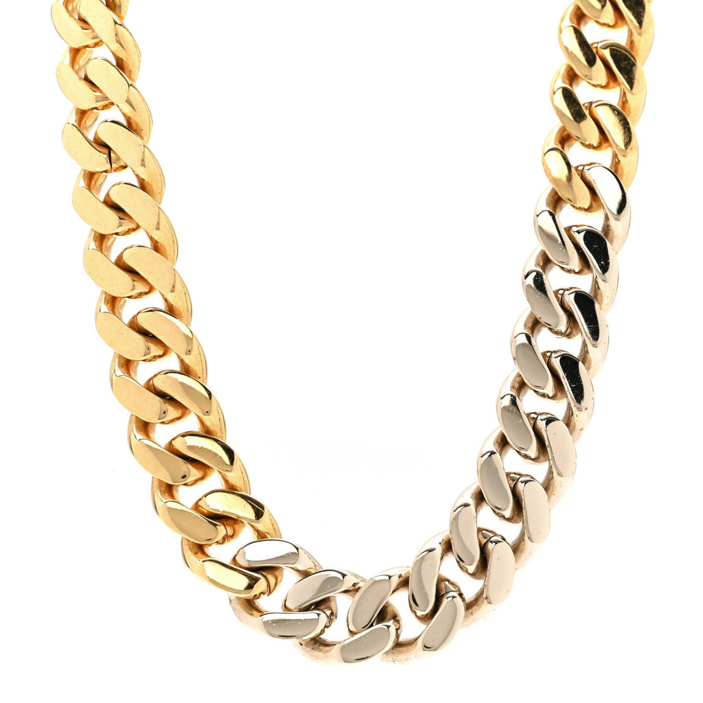 Saint Laurent Metal Curb Chain Necklace Gold Silver