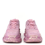 Balenciaga Fabric Mesh Distressed Womens Triple S Sneakers 36 Pink