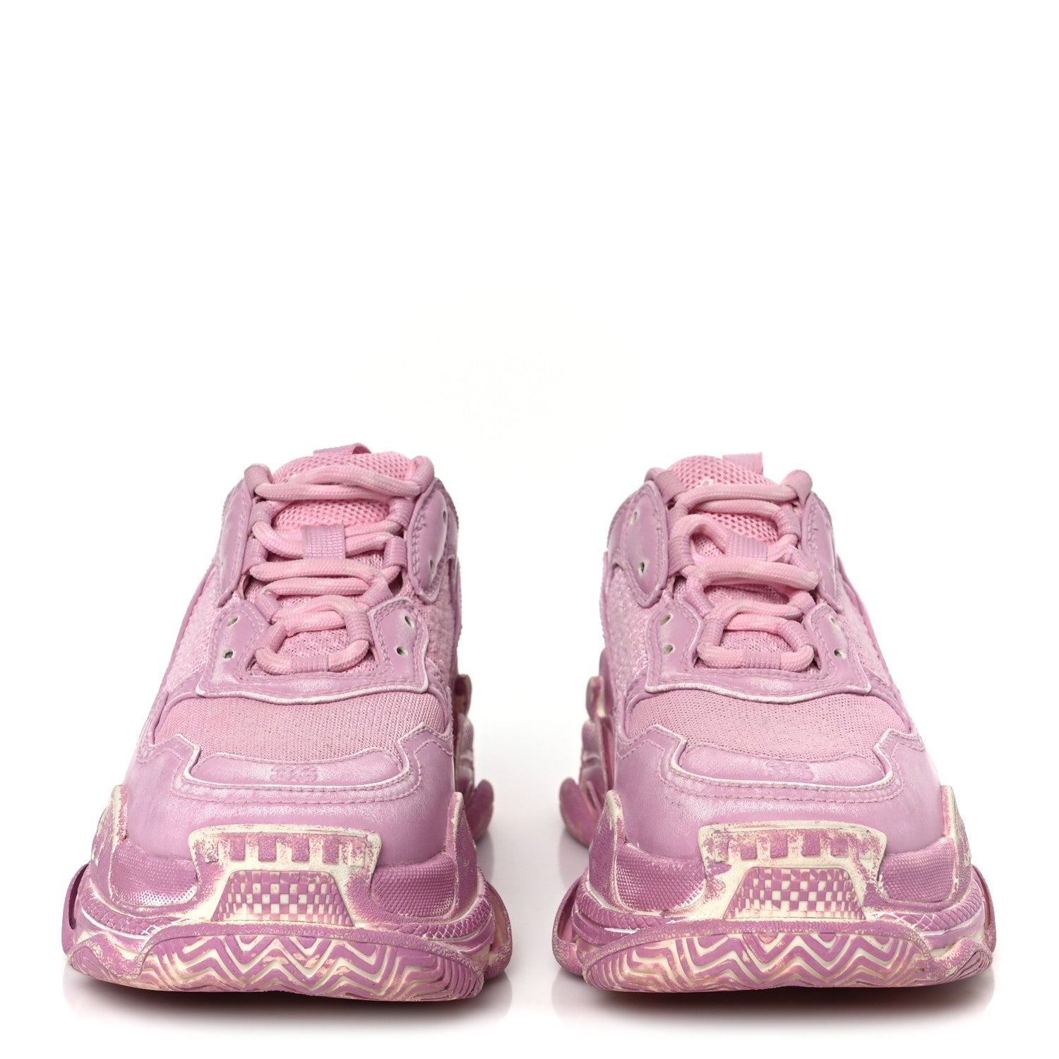 Balenciaga Fabric Mesh Distressed Womens Triple S Sneakers 36 Pink