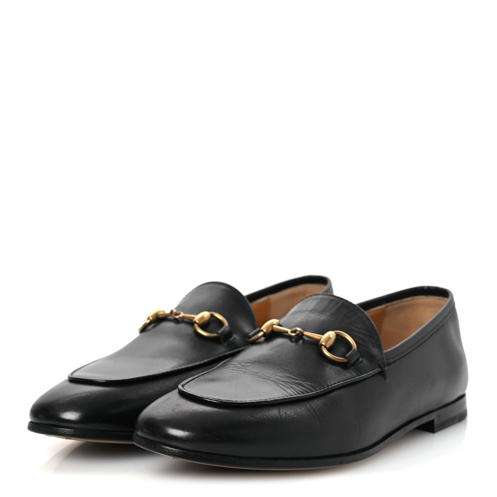 Gucci Calfskin Womens Jordaan Loafers 35.5 Black