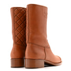 Chanel Calfskin CC Logo Mid Calf Boots 39 Brown
