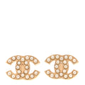 Chanel Pearl CC Earrings Gold