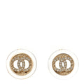 Chanel Resin Crystal CC Button Earrings Gold