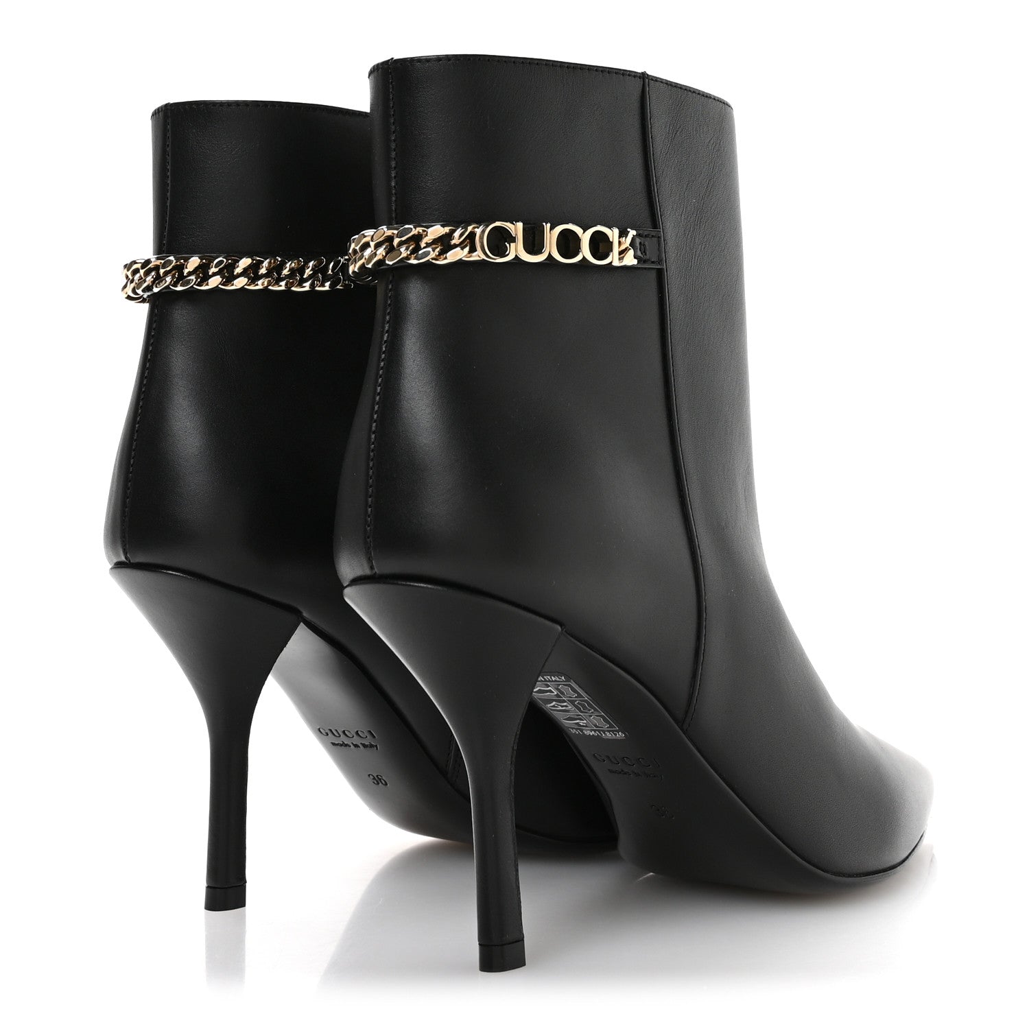 Gucci Calfskin Signoria Ankle Boots 36 Black