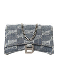 Balenciaga Denim BB Monogram Hourglass Chain Bag Blue