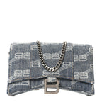 Balenciaga Denim BB Monogram Hourglass Chain Bag Blue
