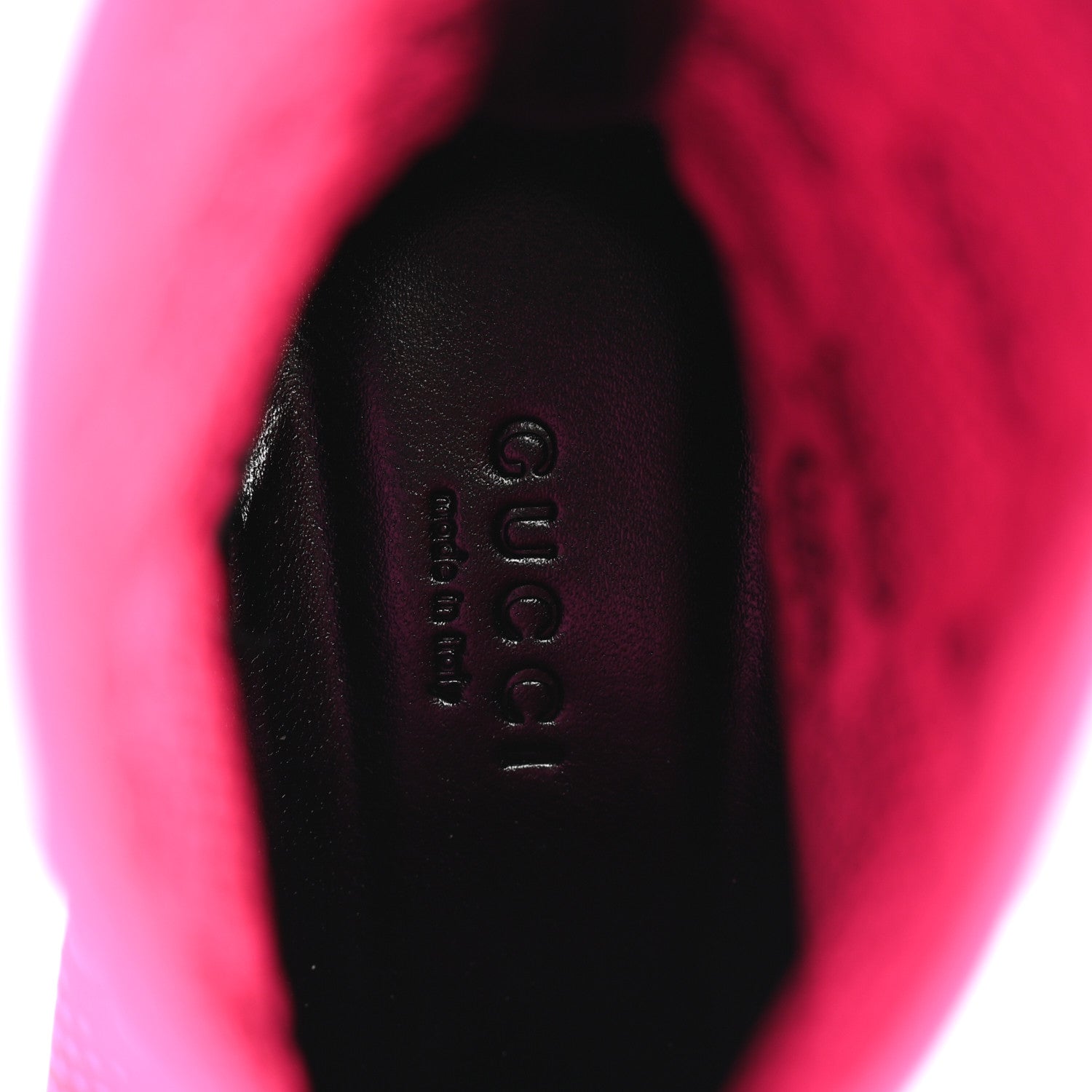 Gucci Technical Jersey Knit GG Monogram Square G 75mm Ankle Boots 37 Black Neon Fucsia