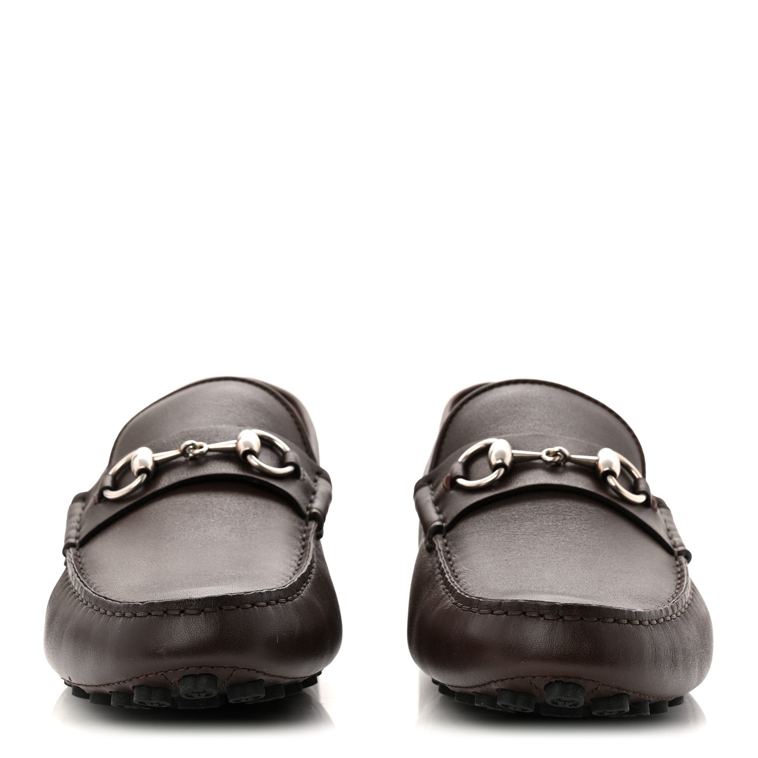 Gucci Soft Clove Calfskin Mens Horsebit Driver Loafers 9 Cocoa
