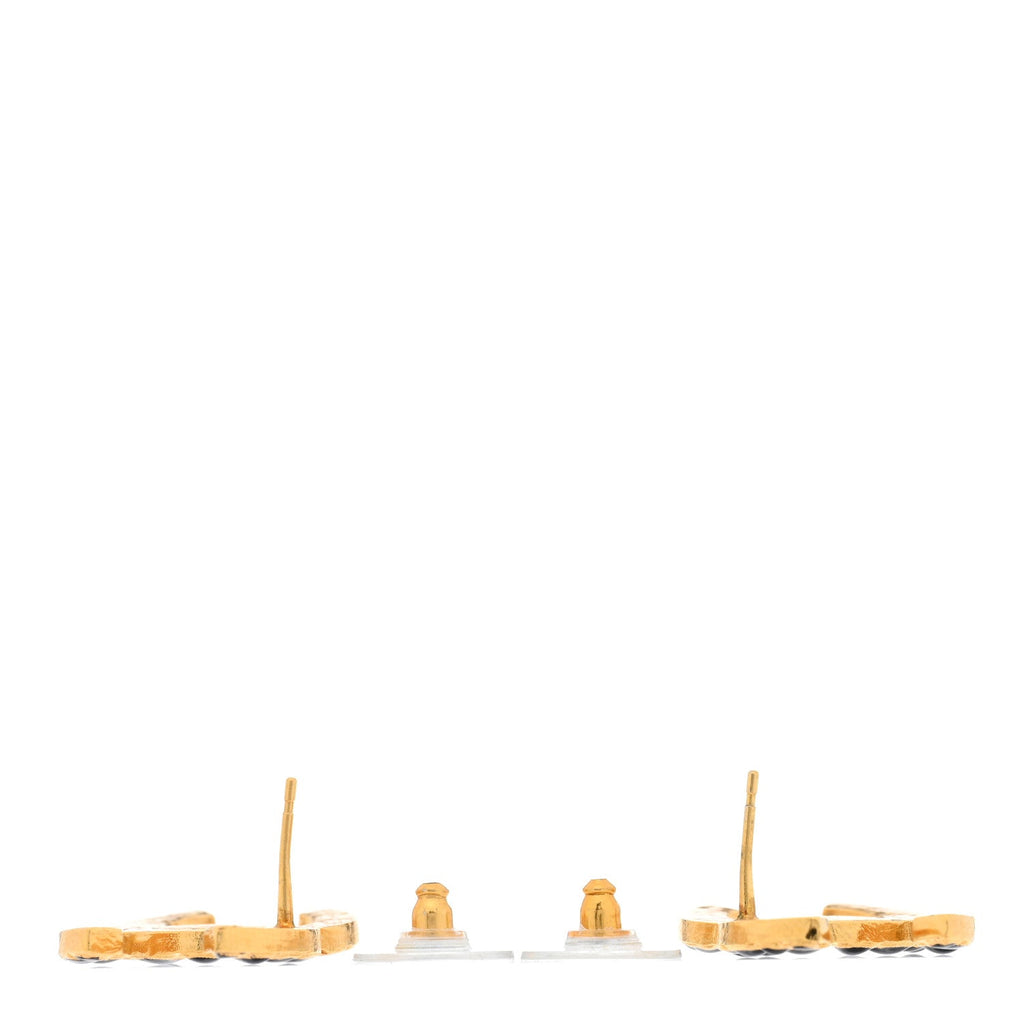 Chanel Resin Along The Nile CC Earrings Gold Black