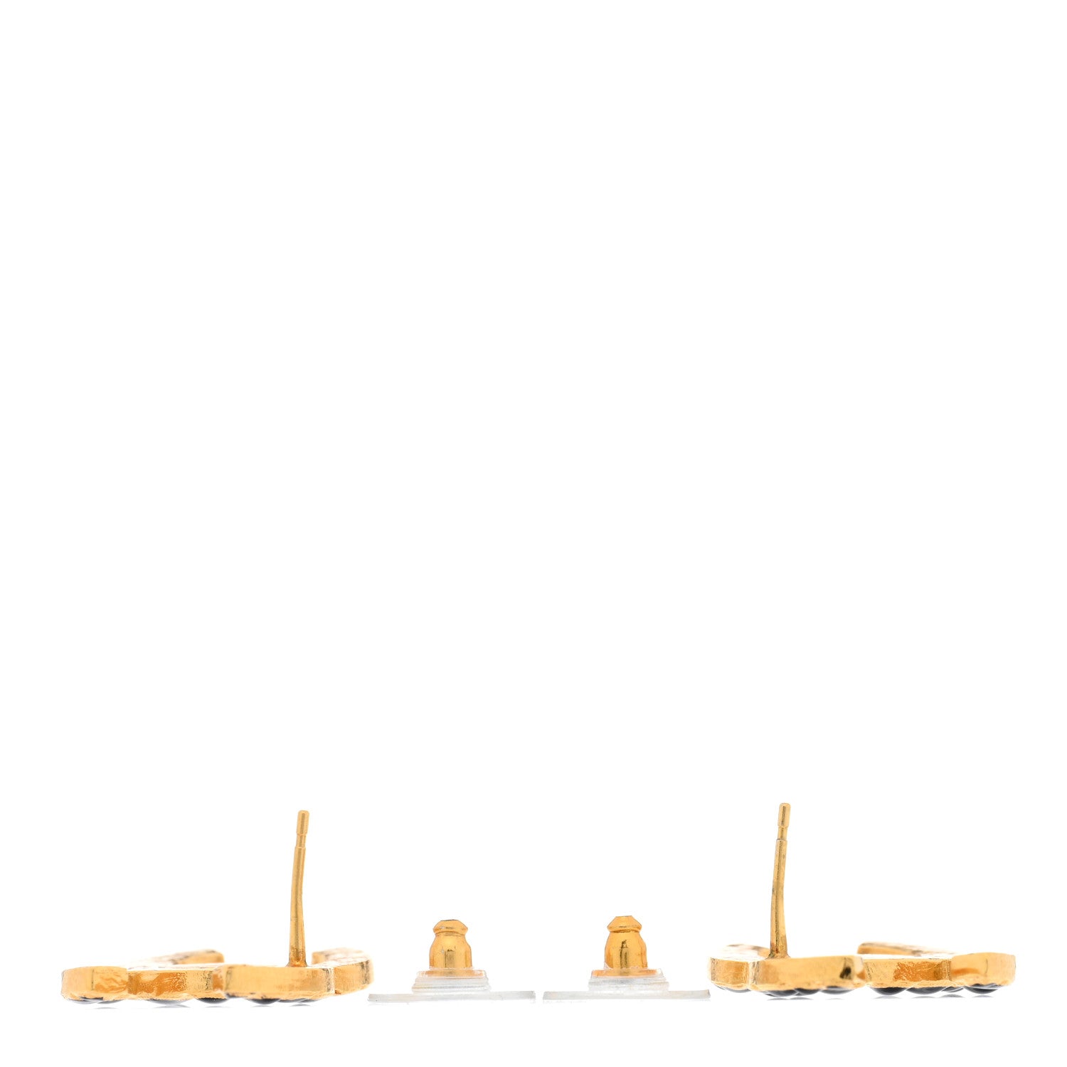 Chanel Resin Along The Nile CC Earrings Gold Black