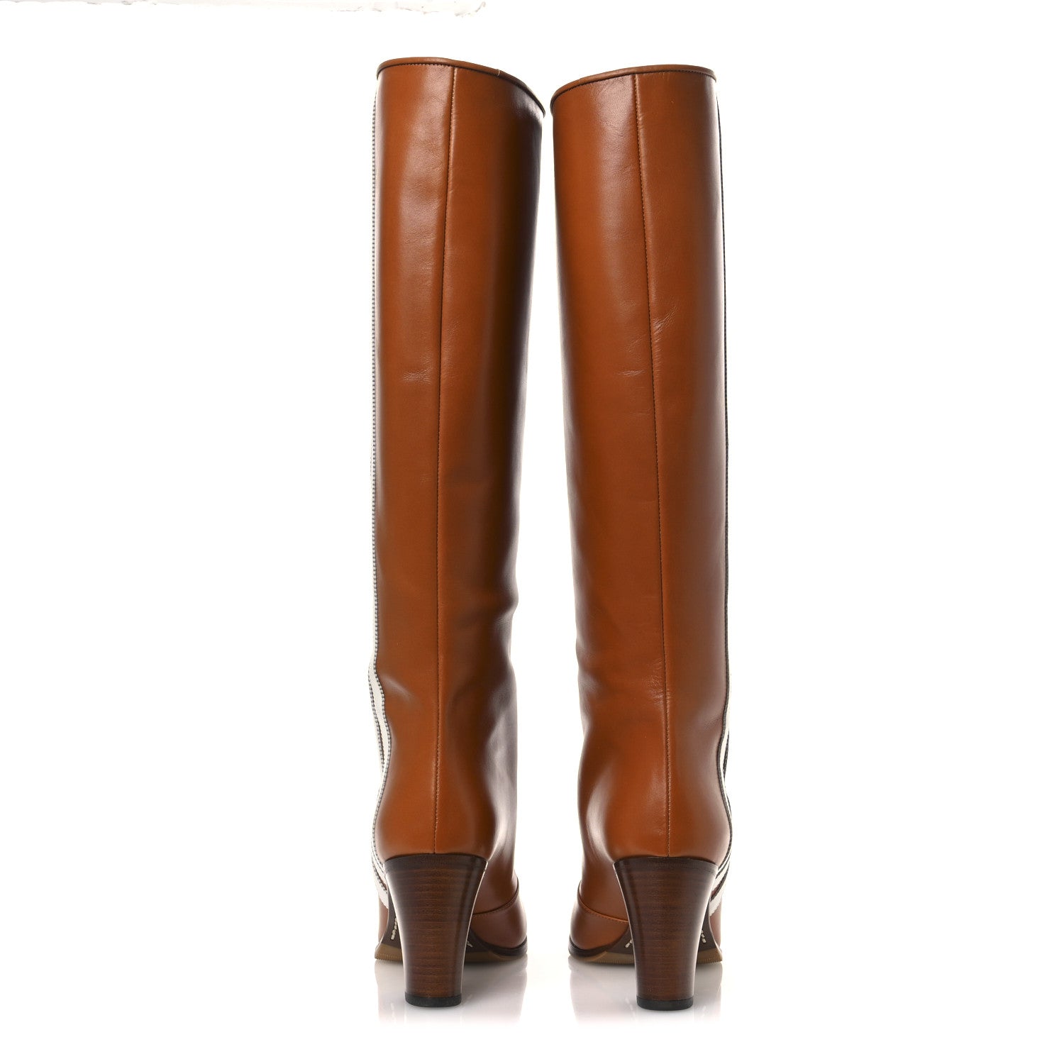 Gucci X ADIDAS Calfskin Elizabeth Knee Boots 40 Royal Cognac Great White