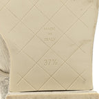 Chanel Suede Pony Hair Shearling Lace Up Combat Boots 37.5 White Black