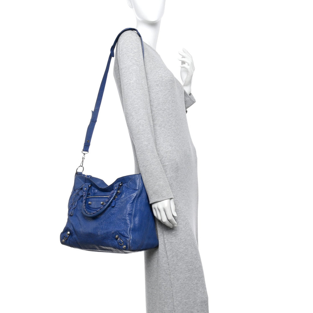Balenciaga Agneau Giant 12 Silver Hardware Velo Bleu Glacier