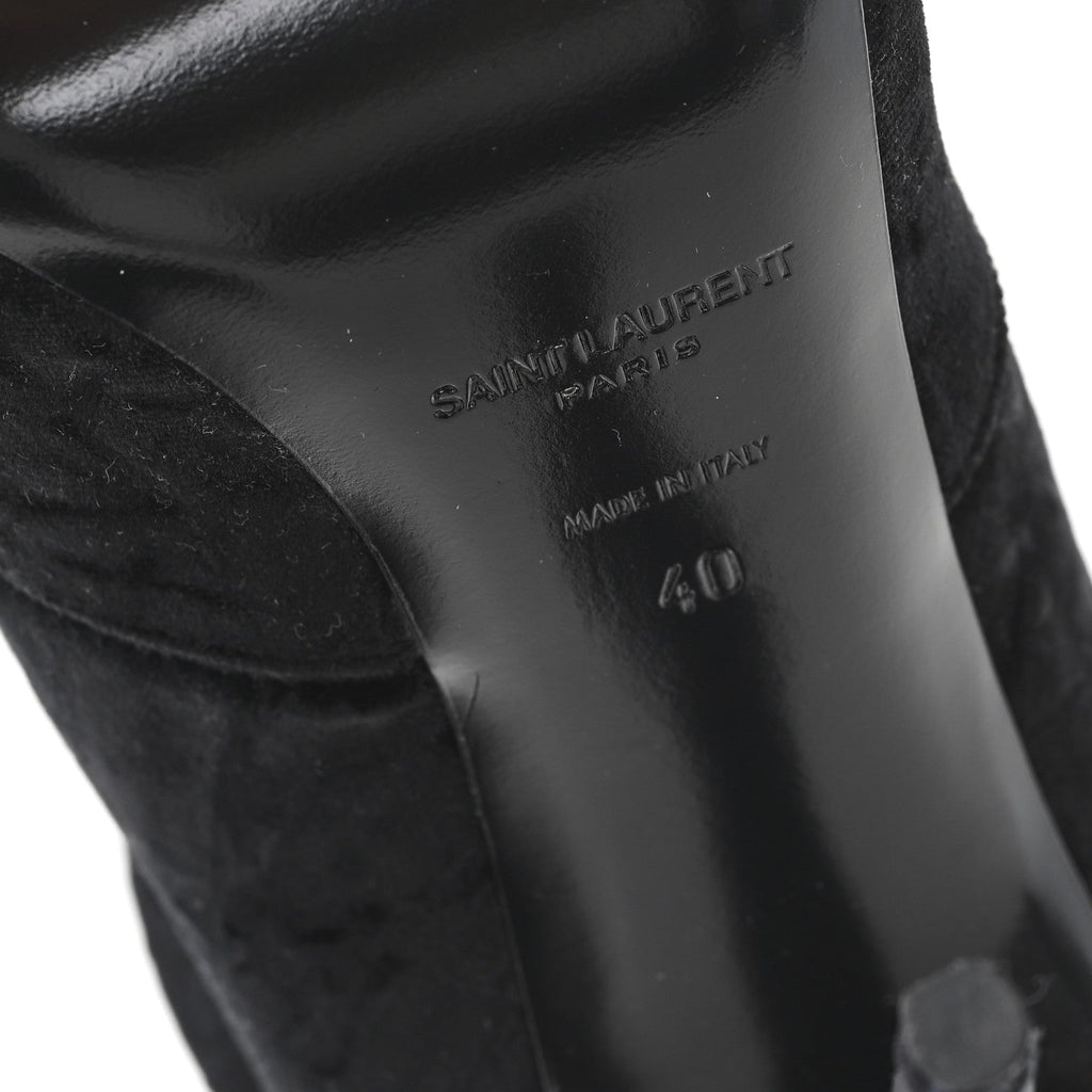 Saint Laurent Velvet Ella 110 Knee High Boots 40 Black