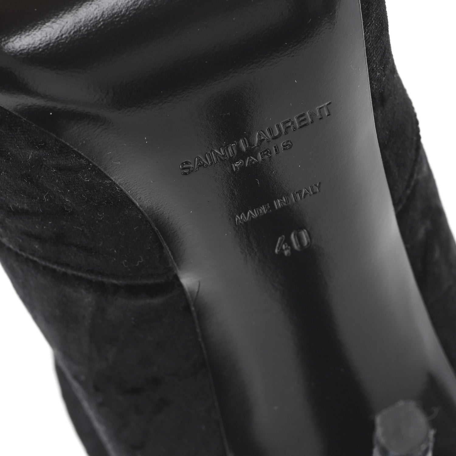 Saint Laurent Velvet Ella 110 Knee High Boots 40 Black
