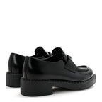 Prada Spazzolato Metal Triangle Logo 50mm Loafers 36.5 Black