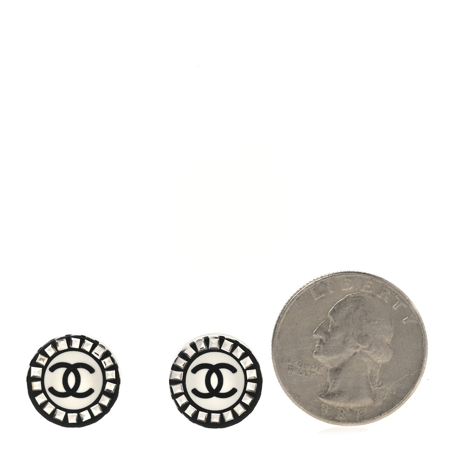 Chanel Resin Crystal CC Round Earrings  Black