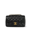 Chanel Black Caviar Quilted Mini Rectangular Flap Aged Gold Hardware