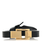 Saint Laurent Calfskin Cocco Print Bracelet M Black