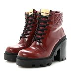 Gucci Magnum Calfskin Nappa Quilted Lace Up Ankle Boots 36 Garnet Red