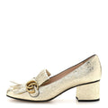 Gucci Galassia GG Marmont Fringe 50mm Loafer Pumps 39 Platino