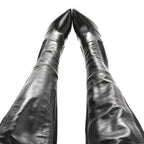 Fendi Vitello Lucido Stretch Fabric Striped Rockoko Thigh High 105mm Sock Boots 38 Black