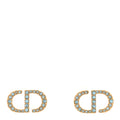 Christian Dior Crystal CD Earrings Blue Gold