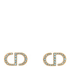 Christian Dior Crystal CD Earrings Blue Gold