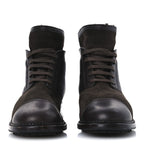 Chanel Suede Calfskin Shearling Cap Toe CC Short Boots 39 Brown