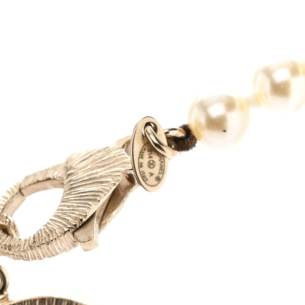 Chanel Graduated Pearl CC Long Necklace Gold