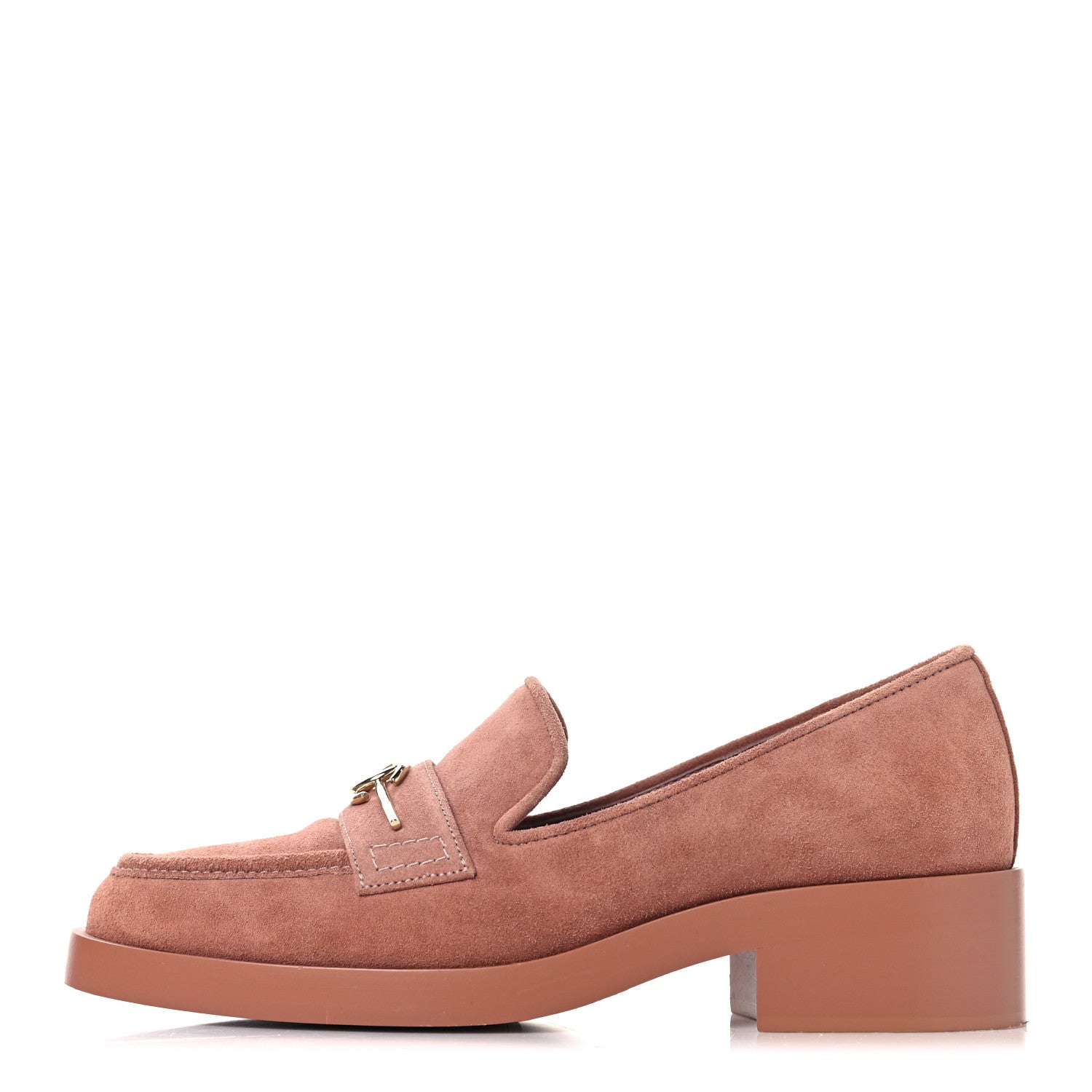 Chanel Suede Metal CC Mocassin Loafers 38 Pink