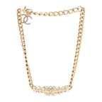 Chanel Crystal CC Link Choker Necklace Gold