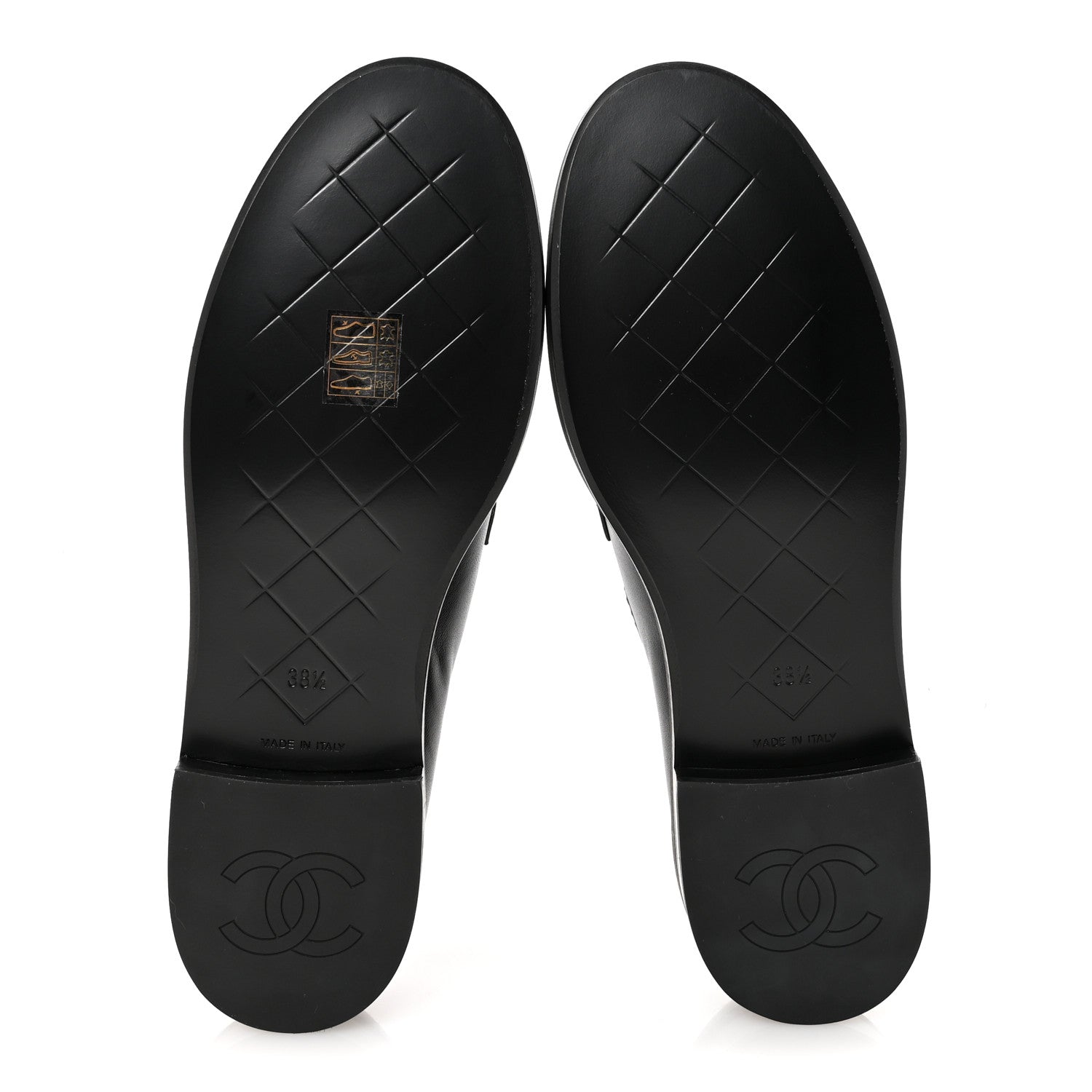 Chanel Crumpled Lambskin Quilted CC Turnlock Loafers 38.5 Black