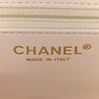 Chanel Shiny Aged Calfskin Quilted Nano Kelly Shopper White