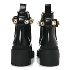 Gucci Calfskin Crystal GG Trip Chelsea Ankle Boots 35.5 Black