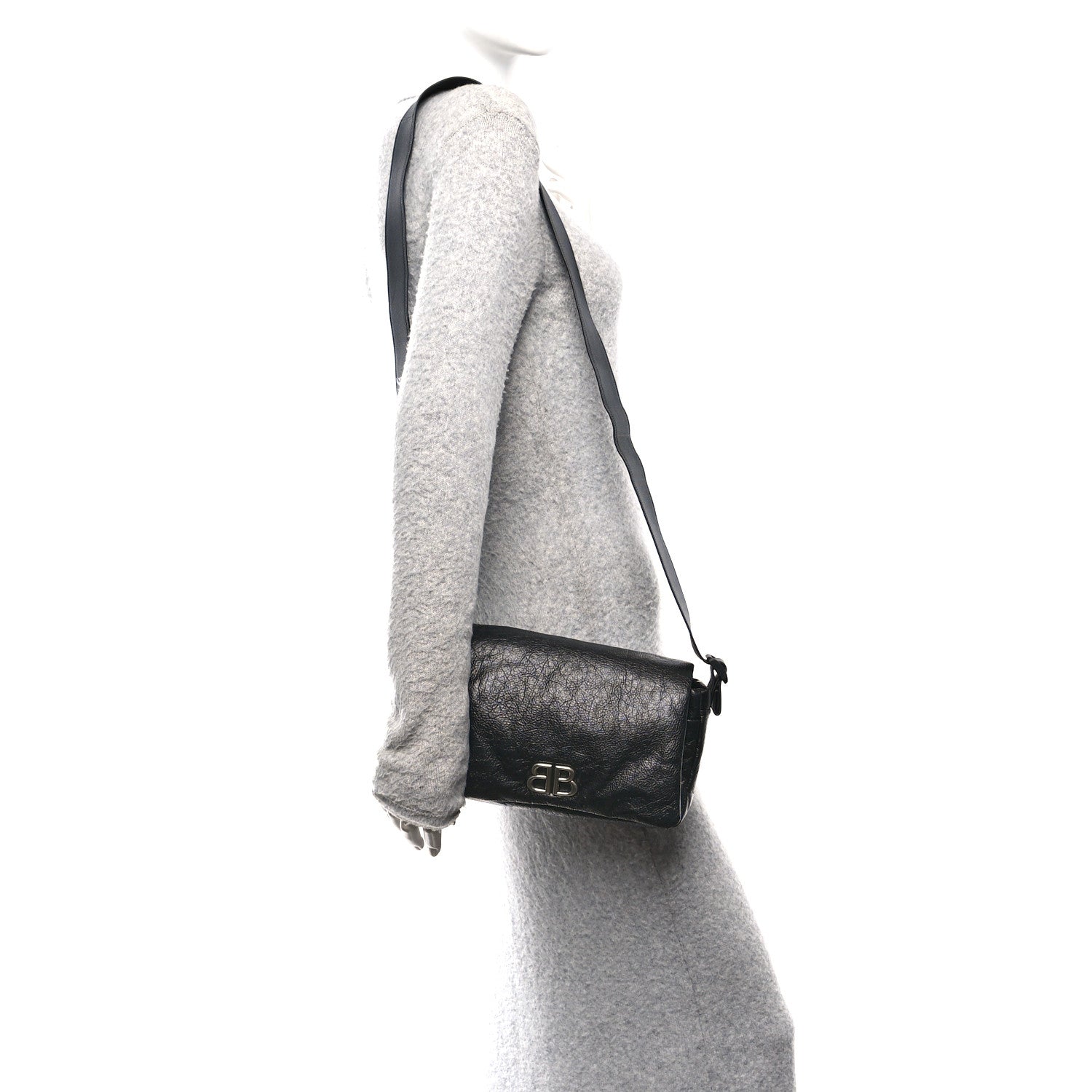 Balenciaga Arena Calfskin Small Monaco Flap Bag Black