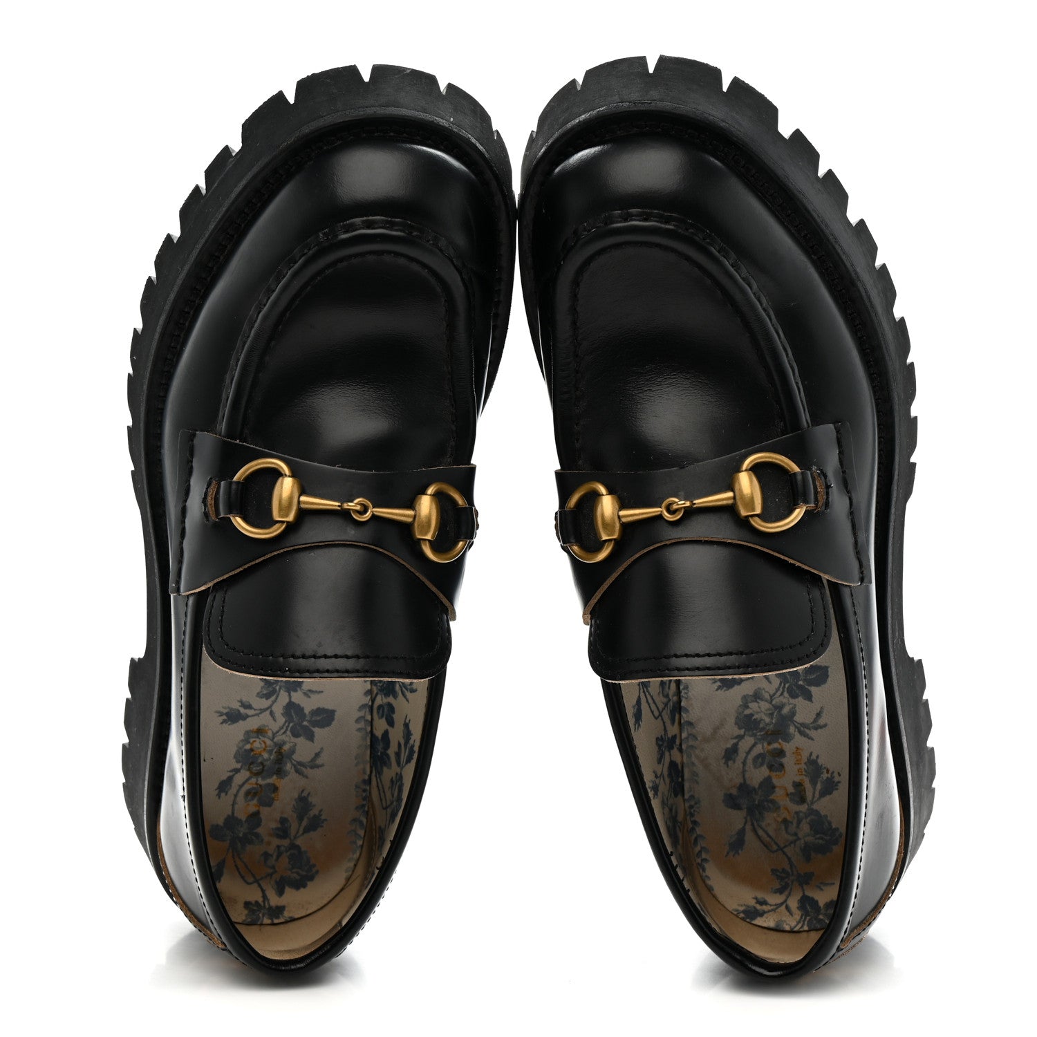 Gucci Cordovan Lux Womens Harald Horsebit 25mm Platform Loafers 39 Black