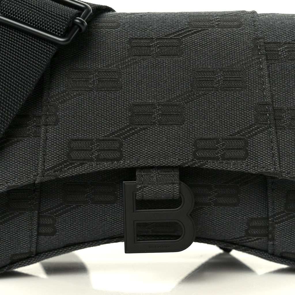 Balenciaga BB Jacquard Monogram  XSS Downtown Shoulder Bag Black