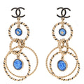 Chanel Resin Star Twisted CC Drop Earrings Blue Gold