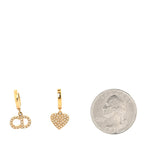 Christian Dior Crystal Heart Clair D Lune Hoop Drop Earrings Gold