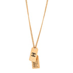 Chanel ID Dog Tag Charm Necklace Gold