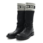 Christian Dior Calfskin Technical Fabric D-Major Boots 39 Black White