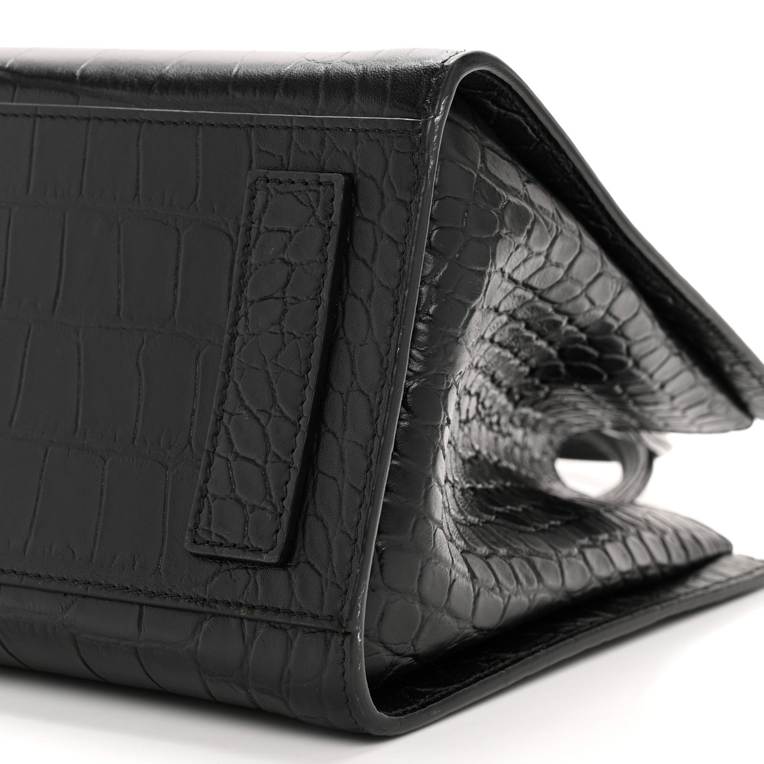 Balenciaga Calfskin Crocodile Embossed Medium Sharp Tote Black