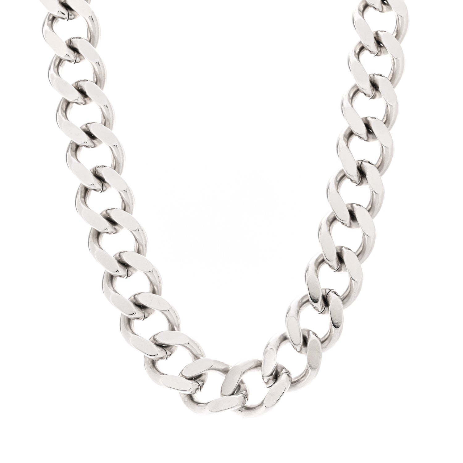 Christian Dior Metal CD Icon Chain Link Necklace Silver