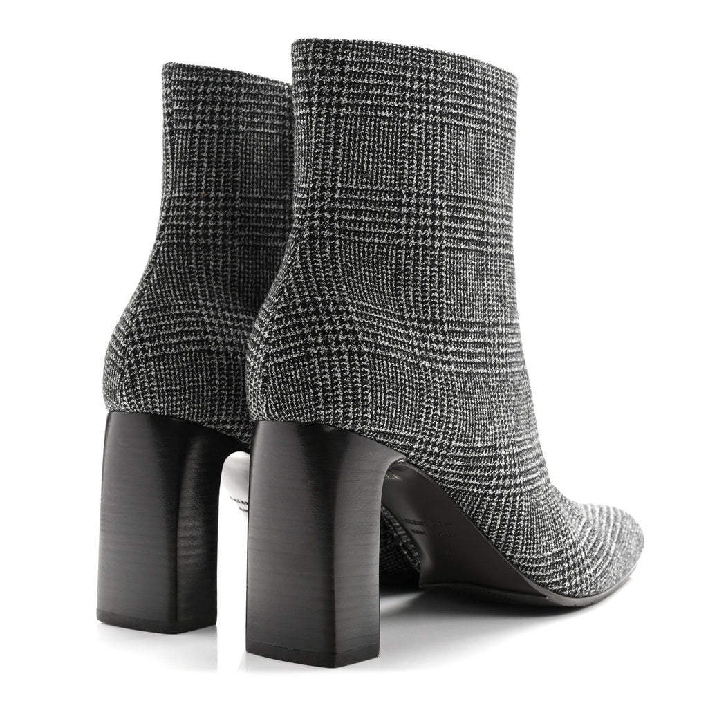 Balenciaga Wool Plaid Ankle Boots 41 Black White
