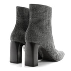 Balenciaga Wool Plaid Ankle Boots 41 Black White