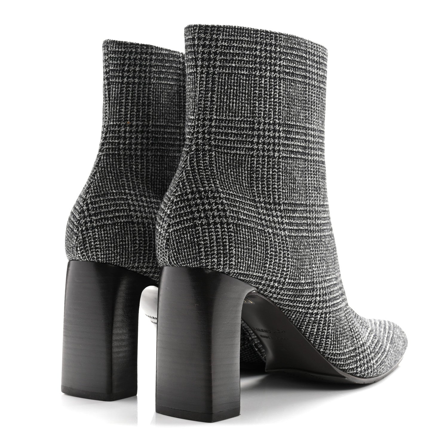 Balenciaga Wool Plaid Ankle Boots 41 Black White