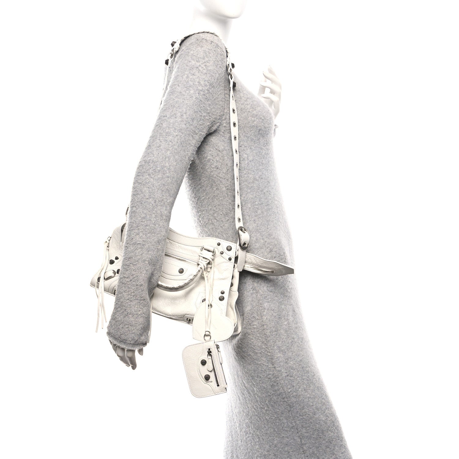 Balenciaga Agneau Arena Small Neo Cagole City Handbag Optic White