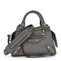 Balenciaga Grained Calfskin Neo Classic Gold Hardware Mini City Dark Grey