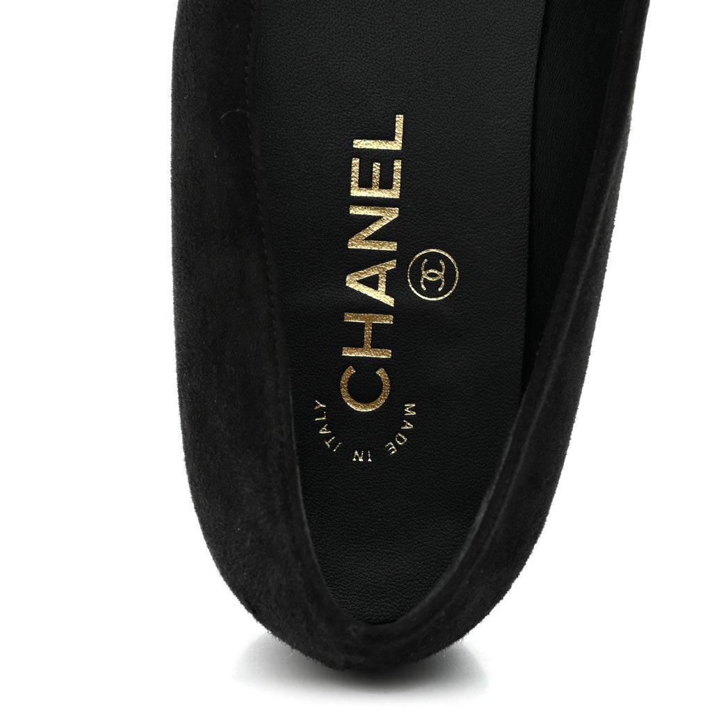 Chanel Suede Heart CC Loafers 40.5 Black